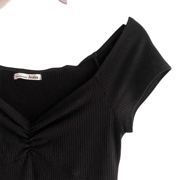 Reformation The Sweetheart Black Ribbed Knit Off-Shoulder Mini Dress S Party - Picture 5 of 10